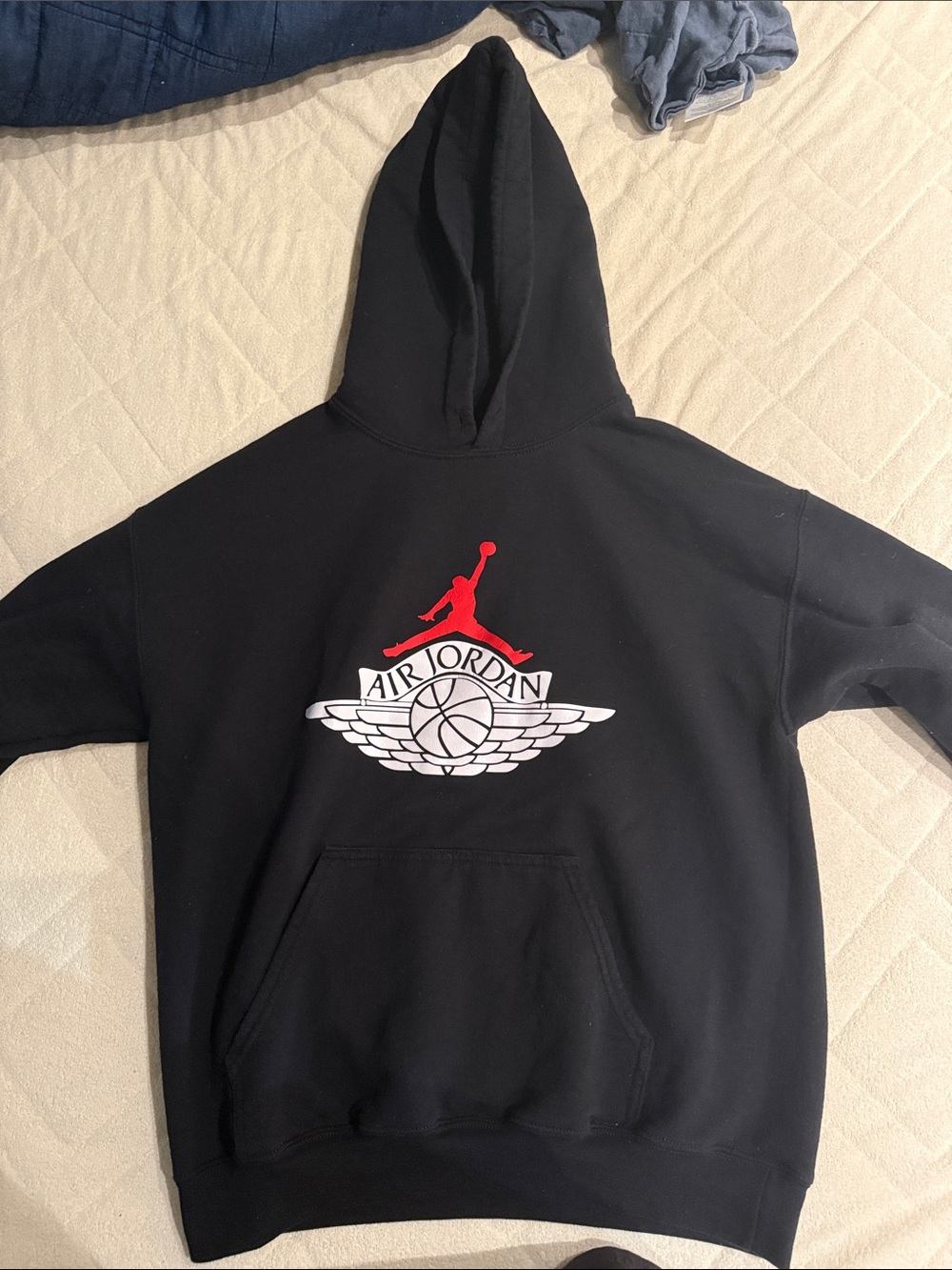 Jordan Black Hoodie with Red & White Air Jordan Logo